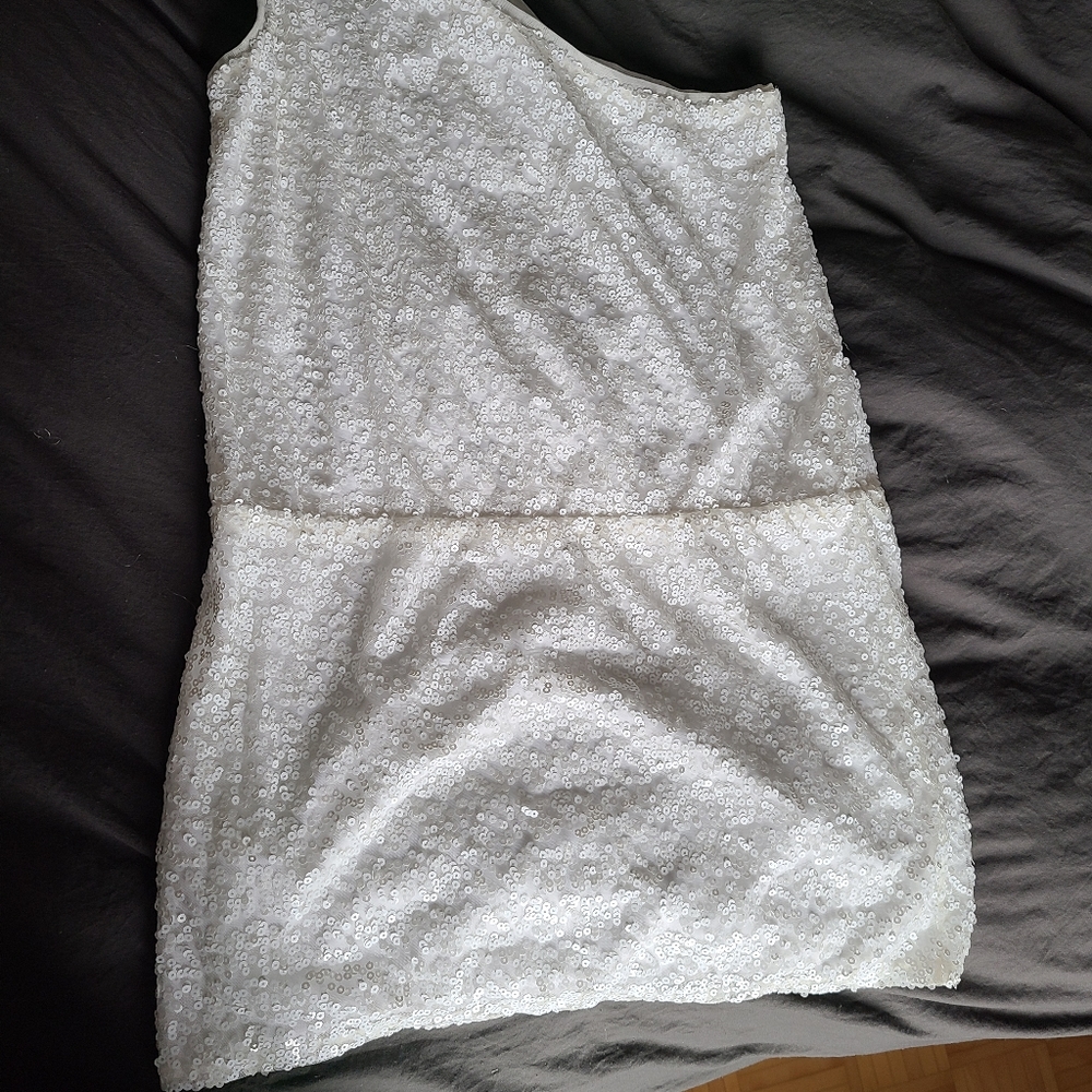 White sequin mini dress